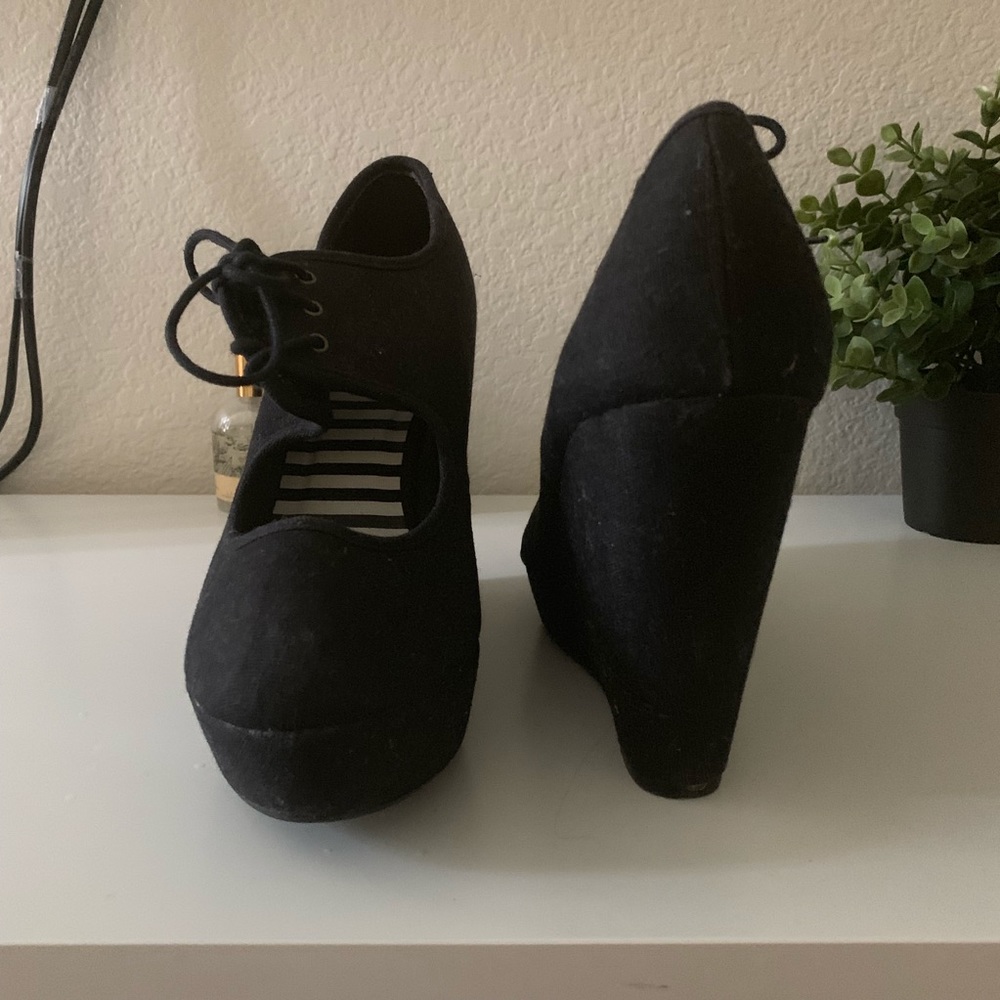 Black high heel wedges